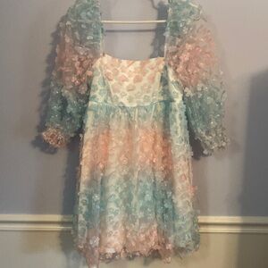 Pink and Blue Floral Mini Dress